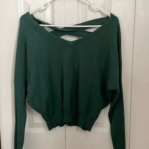 Dark green small dry goods vneck sweater open back. Dreamers by debut brand